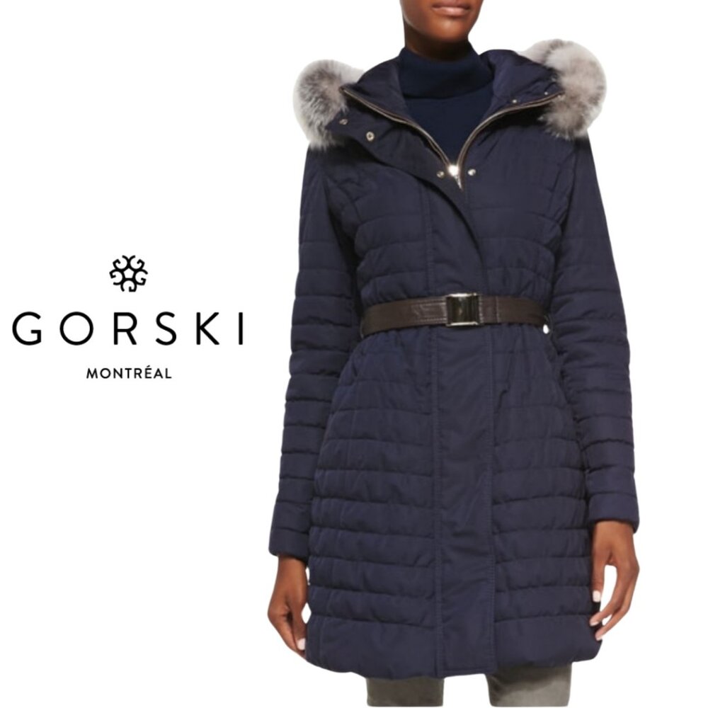 Vintage Navy Blue Gorski Apres Italian Ski Jacket Size Small MISSING FUR